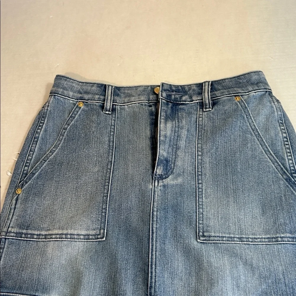 MICHAEL KORS WOMENS CARGO BLUE DENIM MIDI SKIRT SZ 6
